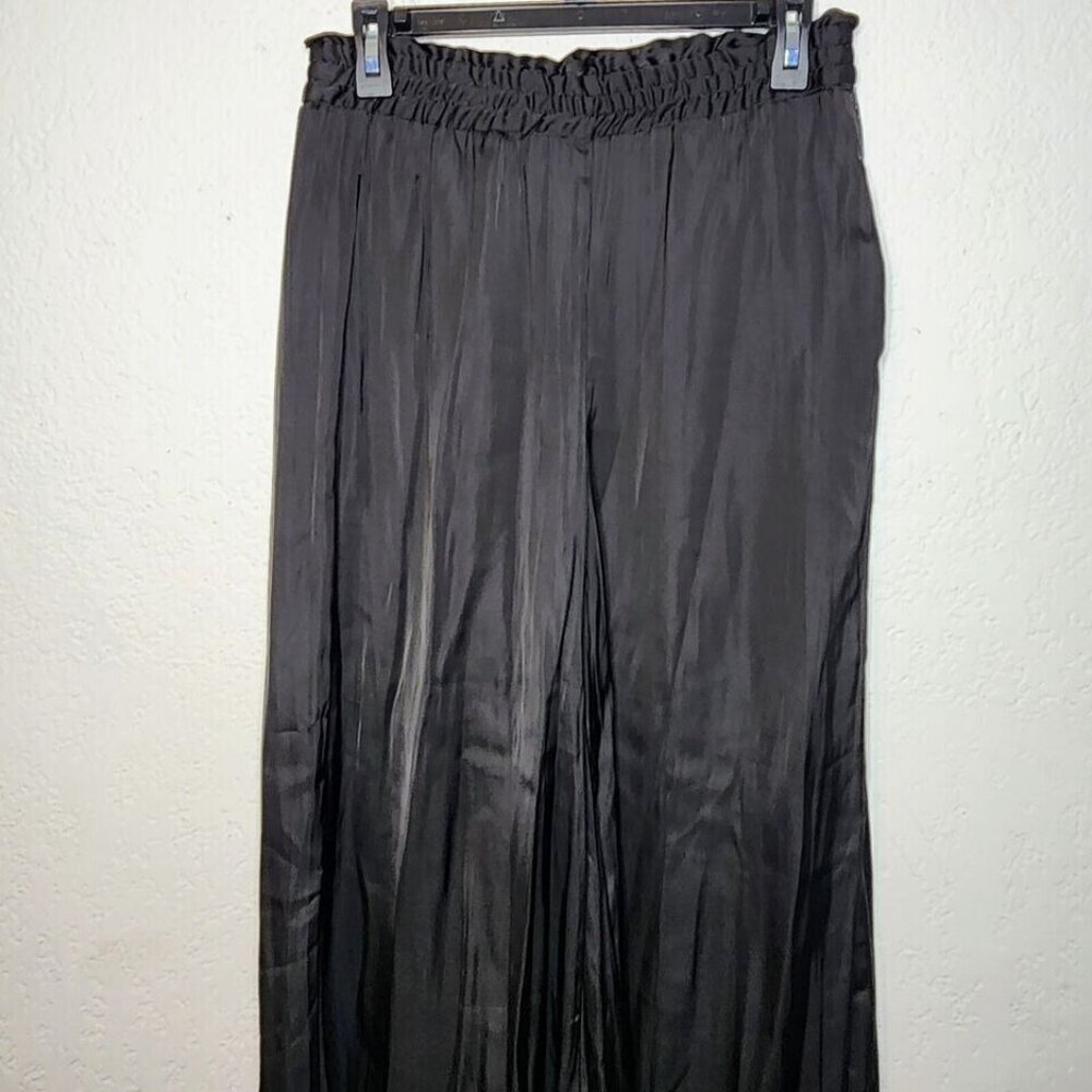 Maison d'Amelie Paris Anthropologie Wide Leg Pants Sz 12 Black Paperbag Waist - Picture 13 of 15